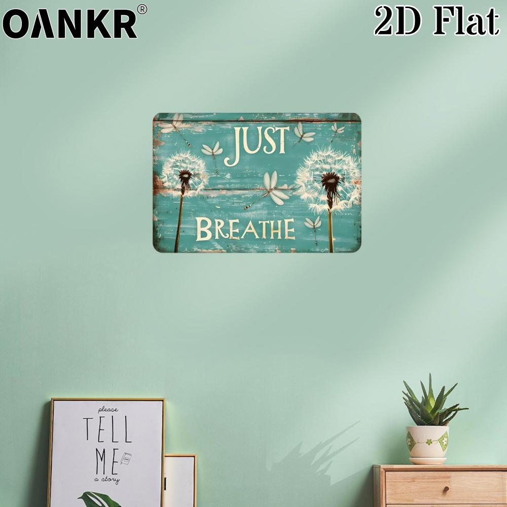 Vintage Garden Art Poster Metal Tin Sign Just Breathe Poster Metal Signs for Backyard Bedroom Home Wall Decor Plaque Accessorie 20x30cm(7.8x11.8inch)