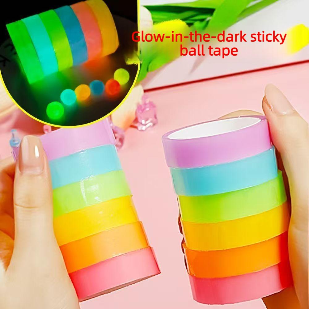 5pcs Glow-in-the-Dark Sticky Balls, Ball Tape, Crystal-Clear Water Ball Tape, Hand-Stretched, Colorful Sticky Water Ball Tape