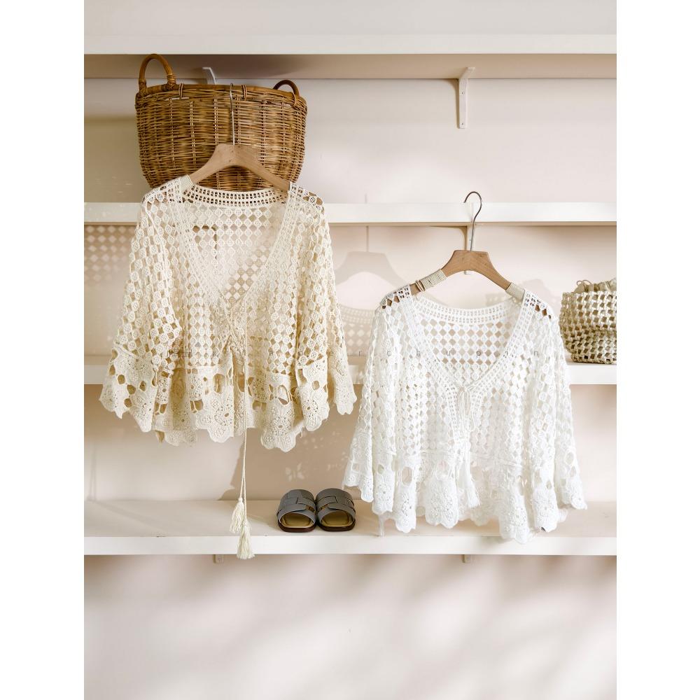 New Short Cotton T-Shirt Women Knitting O-Neck Hollow Summer Style Basic Tops Tees Loose Clothing