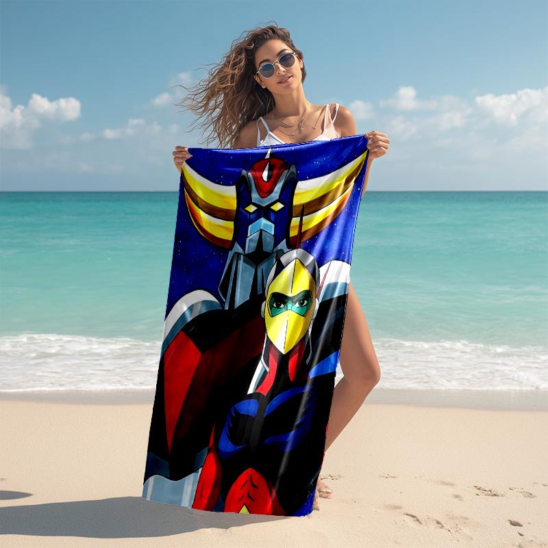 1pc UFO Robot Grendizer4 Beach Towel, Comfortable and Thick, and Swimming/Bath/Picnic/Camping Towel, Suitable for Seaside Beaches