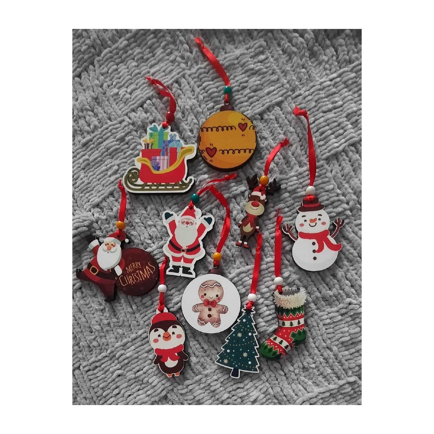 

Набор деревянных рождественских украшений для сосны из 10 шт. 1 чистый