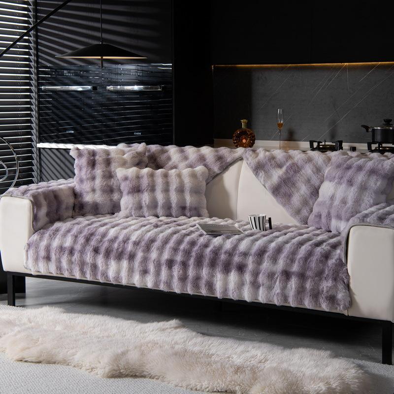 Plush Thick Sofa Cover for Living Room Warm Winter Sofa Towel Universal Non-slip Sofa Mat Blanket Gradual Staining Couch Cushion