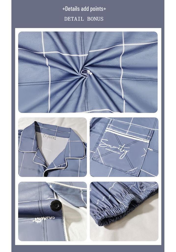 Men's Casual Long Sleeve Cardigan Pajama Set - Spring/Autumn, Plus Size, Youth to Middle-Aged