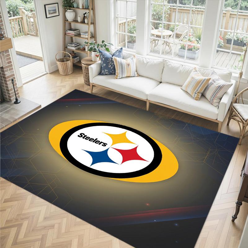 Tappeto in Cristallo di Velluto Design Pittsburgh Steelers Accogliente Non?Tappeto Stampato Antiscivolo per Camera da Letto Soggiorno Ingresso