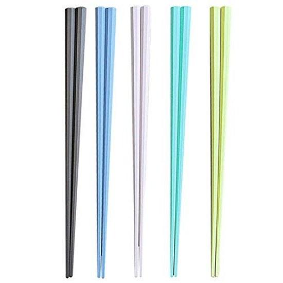 Fuji Sho Japanese-made Dishwasher-safe Easy-to-hold Octagonal Chopsticks 23cm Pastel 5 Colors Pairs Set (Easy Grip Pointed Ends Non-slip Finish) 0824