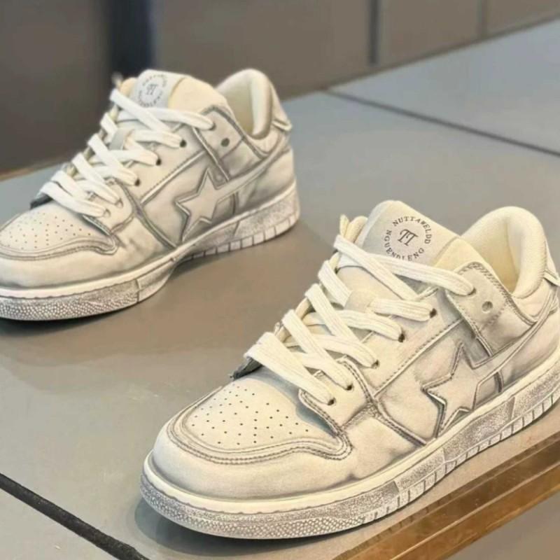 Stylish Platform Sneakers With Star Detail Retro Low Top Casual Shoes Men Women