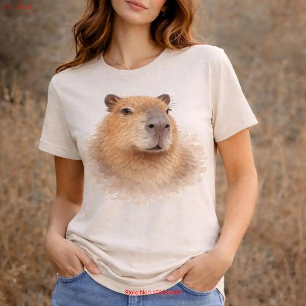 Capybara T Shirt Watercolor Art Soul Of The Wild Nature Animal Calm Aesthetic Top Earthy Vintage Top For Everyday Wear