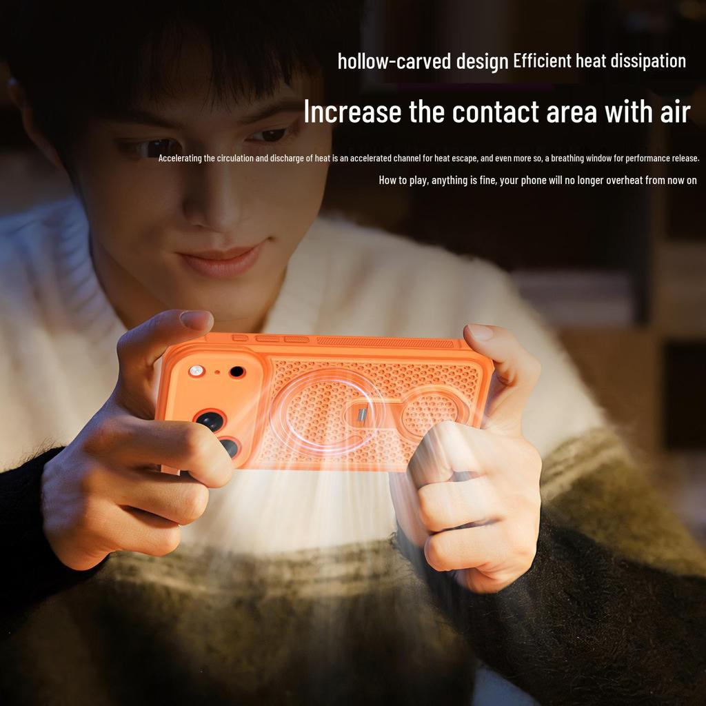Magnetický stojánek s odvodem tepla pro iPhone 17 Pro Max s voštinovým prodyšným designem a ochranou kloubu