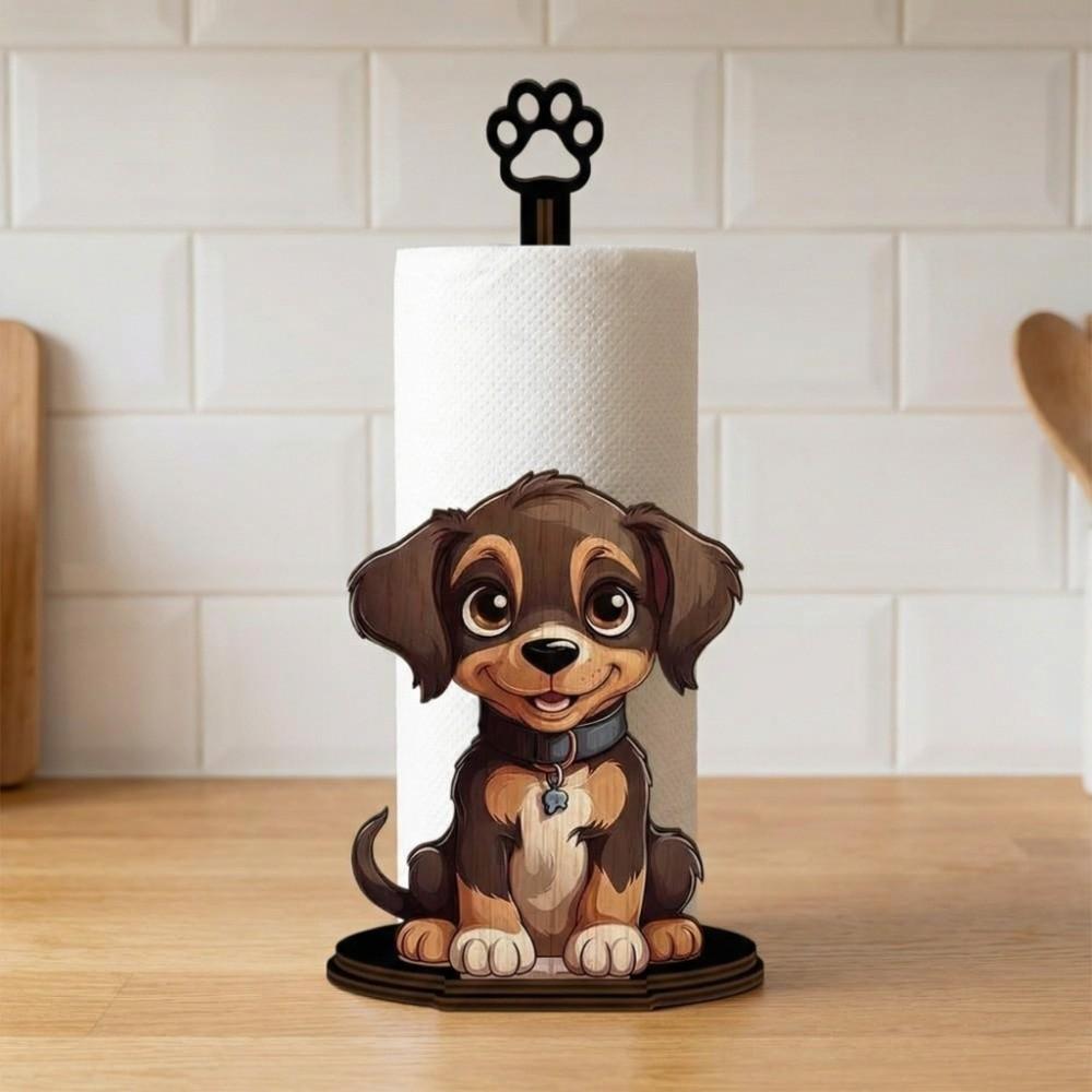 Food Wrap Kitchen Towel Rack Wooden Roll Paper Standing Rack Animal Wooden Tissue Holder Party