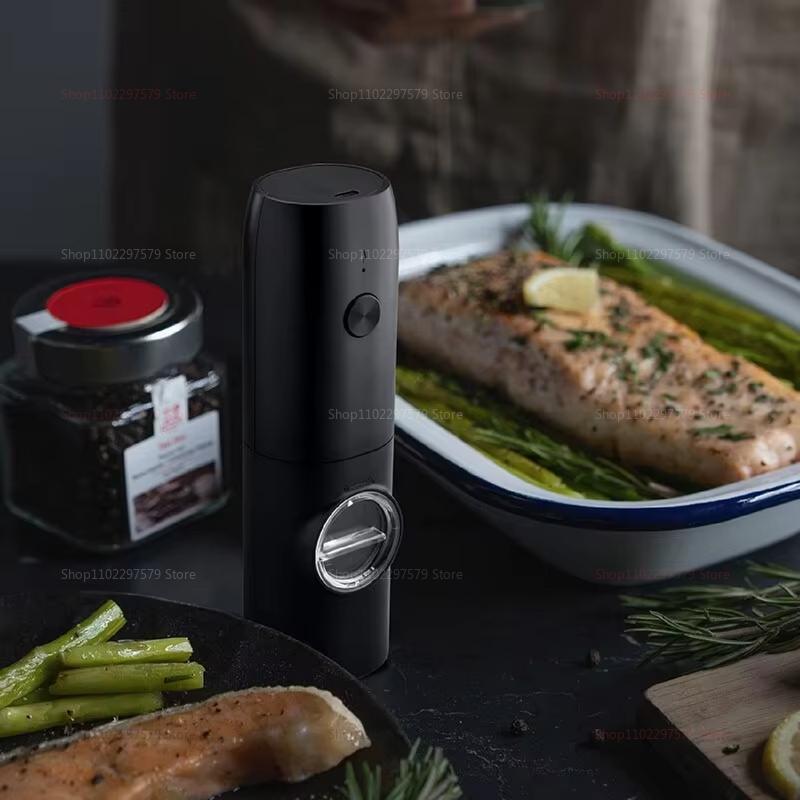 Electric Automatic Salt And Pepper Grinder Set Rechargeable With USB Gravity Spice Mill Adjustable Spices Grinder With LED Light