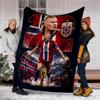 1pc Haaland14 Theme Blanket - Digital Print, Polyester, Cozy for All Seasons, Perfect for Outdoor, and Travel