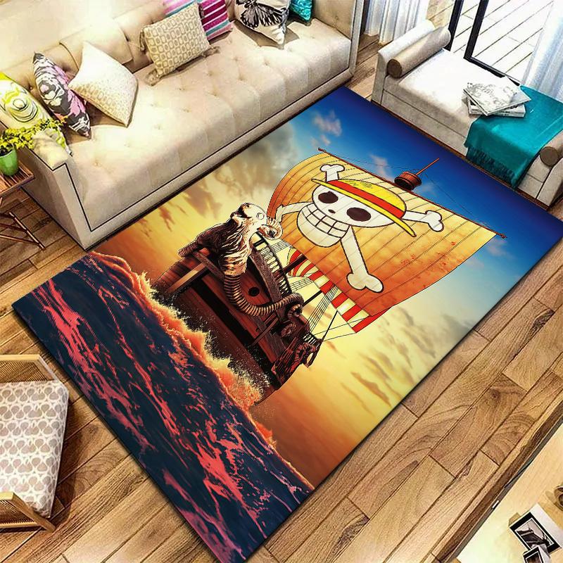 One Piece Jolly Roger Logo Carpet Rug For Living Room Bedroom Home Sofa Decoration,kids Play Nonslip Floor Mat