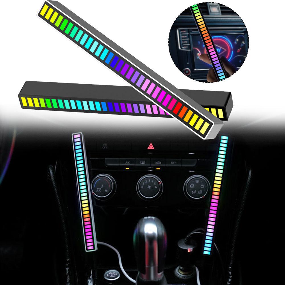 New 1pcs PickUp LED Bar Voice Controlled Light Rechargeable Atmosphere Car Magnetic Rhythm Music Light Q8V2