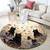 Black Cat Round Area Rug,Carpet Rug for Living Room Bedroom Sofa Playroom Decor,Non-slip Floor Mat