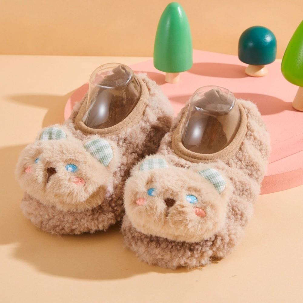 Thickened Kids Plush Slippers Cartoon Indoor Home Slippers New Baby Floor Socks  Indoor Use