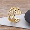 New Classical Trendy Women's Fashion Copper Ring Full Zirconium Geometry  Finger Ring Adjustable Open Jewelry  Wedding Rings