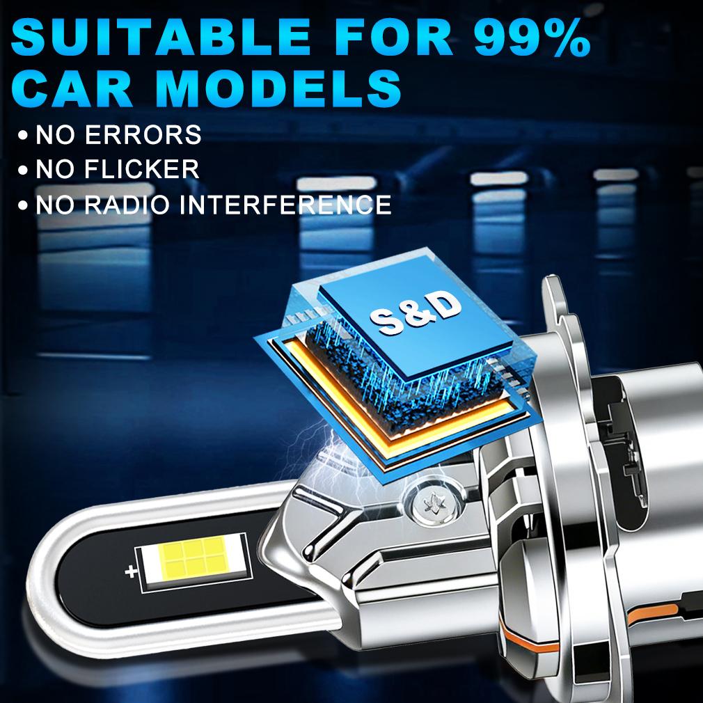 2 Stück H7 H4 LED-Scheinwerferlampen Canbus 30000LM 100W U-förmiges Kupferrohr Autolicht Turbo H11 9005 HB3 Scheinwerfer 6500K Weiß 12V Mit Lüfter
