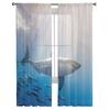 Sea Shark Tulle Curtains for Living Room Printed Sheer Voile Curtain for Bedroom Window Screening Drapes Blinds Home Decor