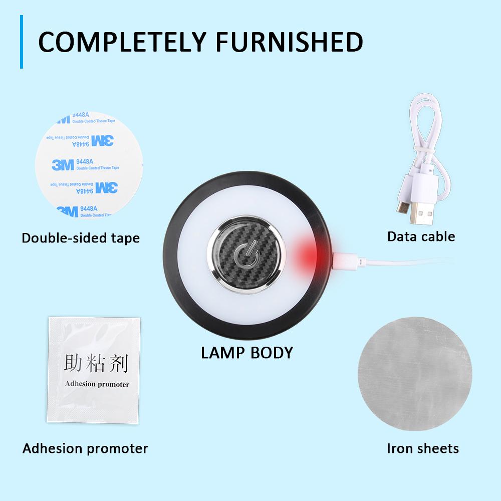 Universal Car LED Reading Lamp Round Ceiling light USB Charging Waterproof Magnet Interior Lighting Atmosphere Light