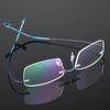 Ultralight Frameless Eyeglasses Titanium Alloy  Glasses Frame Men High Quality Super Stretch Metal Temple Eyeglasses Frame