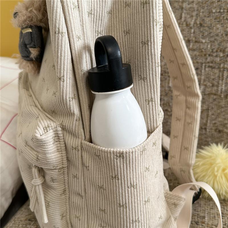 Cute Corduroy Backpack for Women School Bag Lightweight Daily Use Bookbag