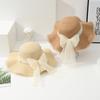 Lace pearl bow straw hat women's summer seaside beach vacation sunshade sun hat wide brim sunshade