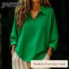 JPNTKY Women's Fashion Casual Solid Color Print Short Sleeve POLO Neck  Blouses & Shirts