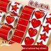 Waterproof Heart-Shaped National Flag Stickers for Kids - Five-Star Red Flag Face Stickers for National Day