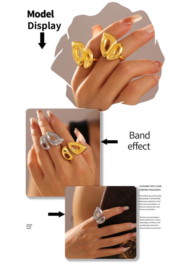 Offener Ring 18 Karat Vergoldet für Damen - Europäisches Geometrisches Schweinenasen-Design