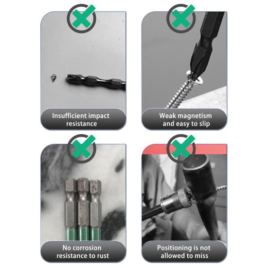 6-teiliges Schlagschrauber-Bit-Set Hohe Haltbarkeit Mehrzweck Sechskantschaft Magnetische Kreuzschlitzschraubendreher-Bohrer Holzbearbeitungswerkzeuge