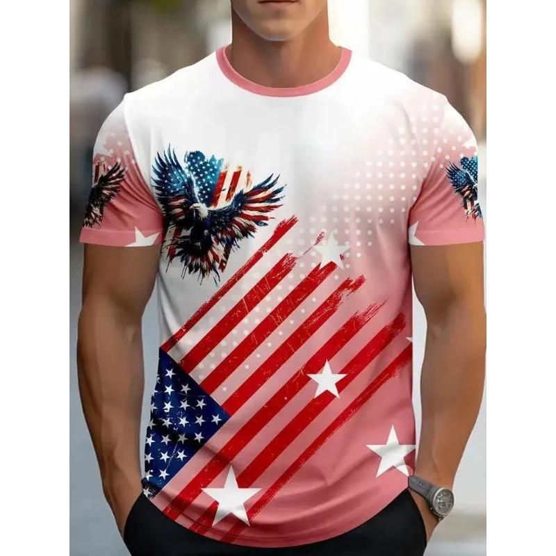 Summer New Men's Contrasting Color Splicing Short-sleeved Top Trendy Fashion Urban Street Casual T-shirt