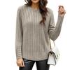 Women's Round Neck Plus Size Solid Color Casual Fashion Long Sleeve Button Top