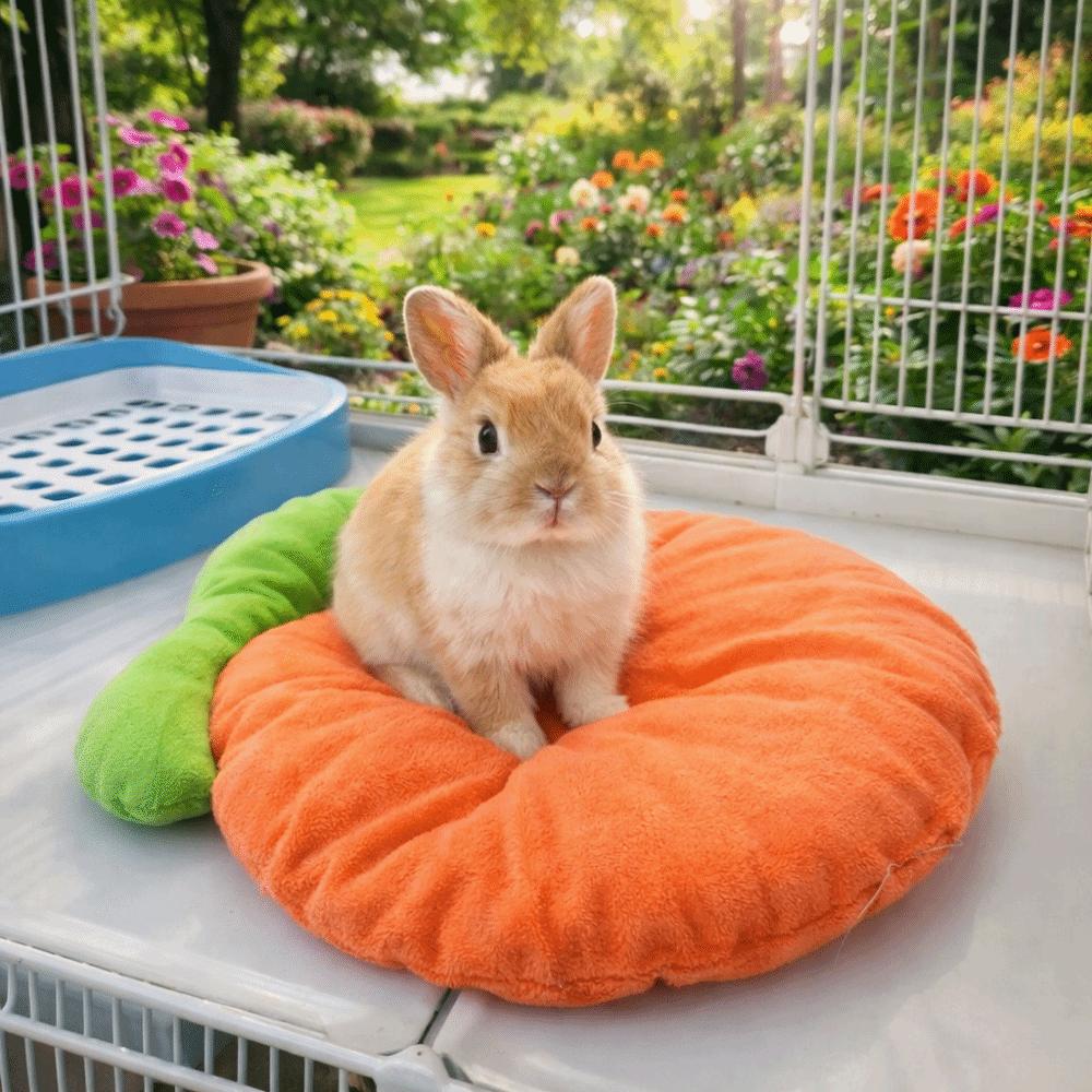 Cartoon Carrot Shaped Rabbit Mat Breathable Kitty Sofa Bed Hamster Cage Bed for Hamster Kitty