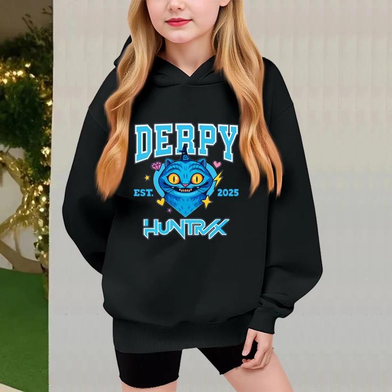 KPop Demon Hunter Saja Boys Cartoon Children's Girl Hooded Sweatshirts Autumn Winter Fashion Casual Warm Children Pullover Sweatshirts
