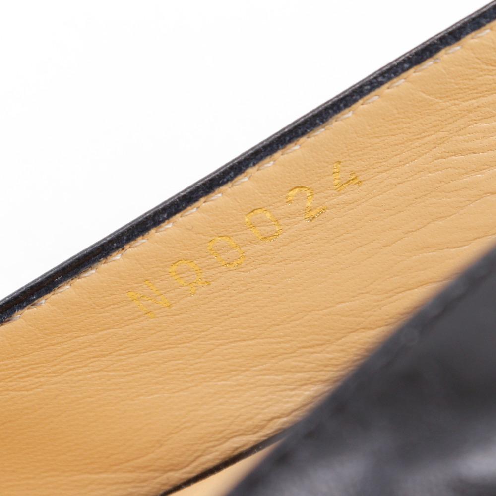 LOUIS VUITTON initial pumps Slingback Pointed toe pumps black leather Women Used