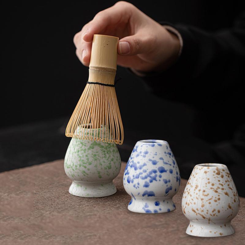 Japonská keramická miska na odkládání metličky Chasen na Matcha zelený čaj, stojánek, miska, bambusová metlička, mlýnek, štětce, čajové náčiní, držák, čajové příslušenství, čajový servis