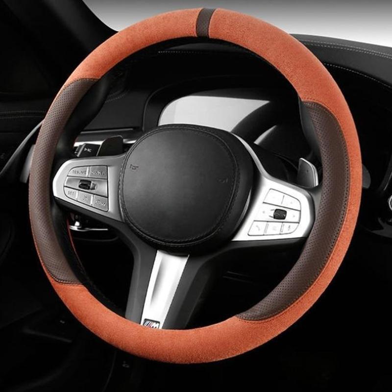 Semišový poťah na všetky ročné obdobia Poťah na volant auta Ultra tenký Protišmykový Tvar D Okrúhly Priedušný Ochranný poťah na volant auta