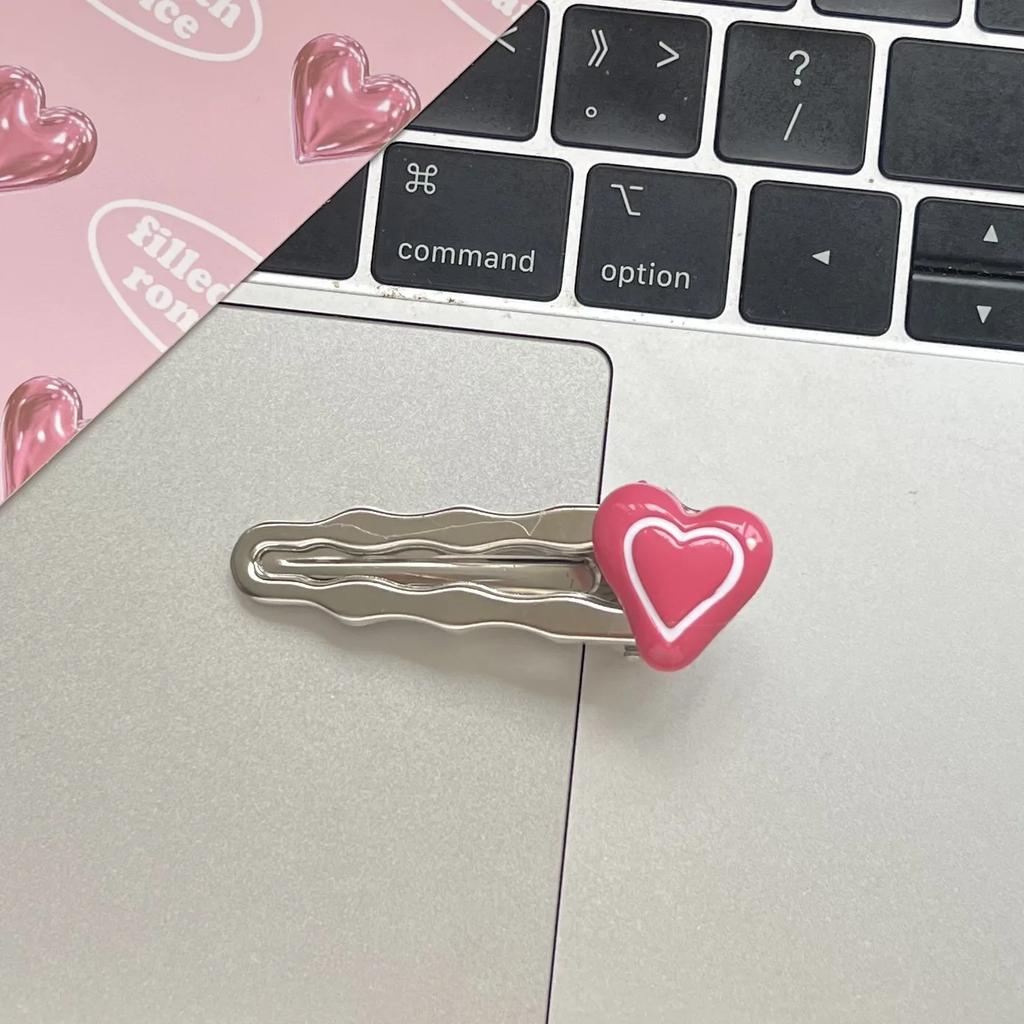 Nowa koreańska różowa spinka do włosów w gwiazdki dla kobiet Y2K słodka fala metalowa spinka wsuwka dziewczyna urocze akrylowe akcesoria do włosów