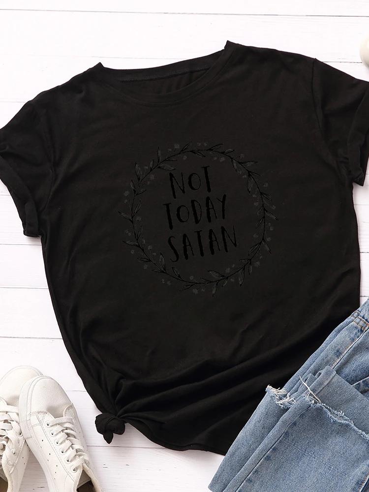 

Не сегодня, Сатана Венок Принт Женская Футболка с Коротким Рукавом O-образный Вырез Свободная Женская Футболка Женская Футболка Топы Одежда Camisetas Mujer XXXL чёрный