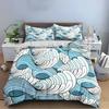 Blue and White Wave Pattern Bedding Set Bedding Set (1 Duvet Cover, 2 Pillowcases, Duvet Not Included)
