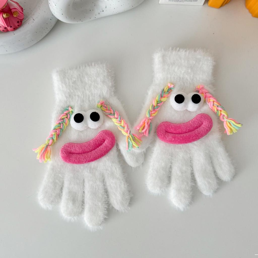 Ladies' Faux Mink  Split Finger Gloves Are Cute And Funny, With A Sausage Mouth That Keeps Warm And Thick Furry Five Finger Gloves