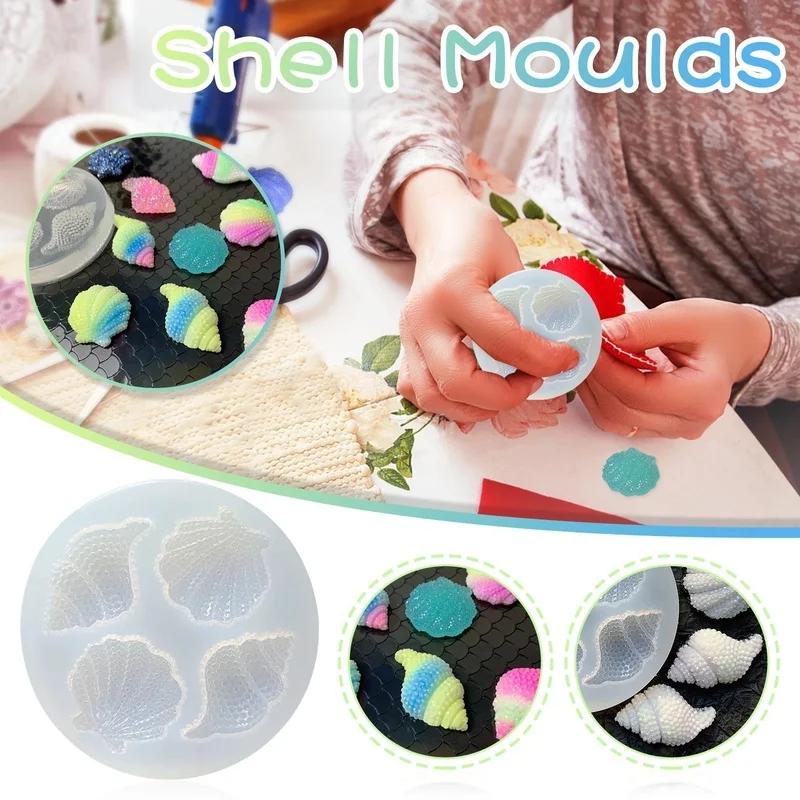Creative Design Shell Conch Mirror Epoxy Silicone Abrasive Simulation Craft Ornament Chocolate Mold Kitchen Cake Baking Tool