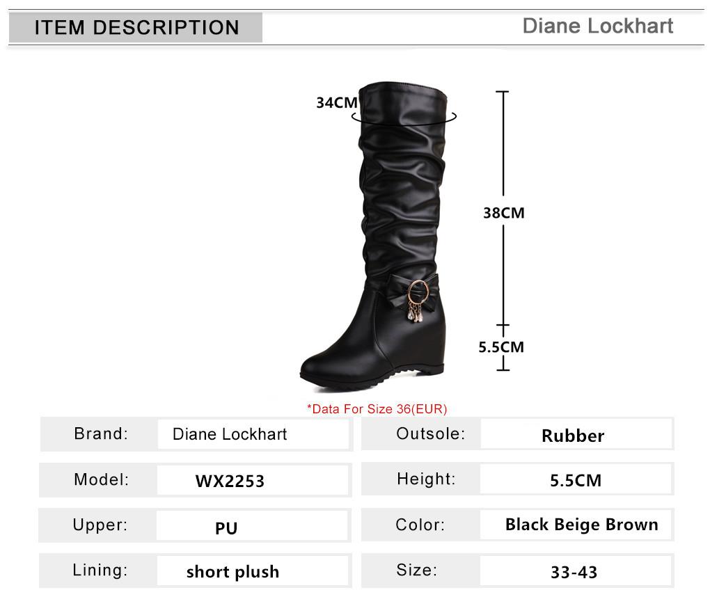 Wedge Platform Women High Boots Knee High Boots Girls Slip On Fashion Height Heel Wedge Boot Bow Buckle Casual Shoes Woman