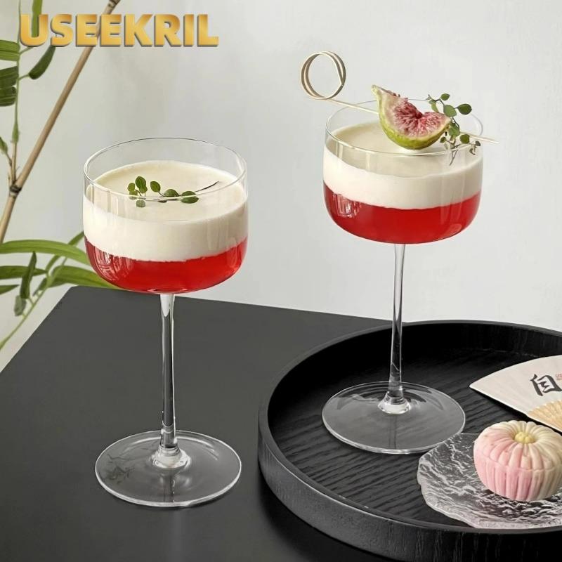 Japanese Style Thin Cocktail Glasses Cups Atmosphere High-foot Glass Square Champagne Cup Transparent Cocktail Glass Cups