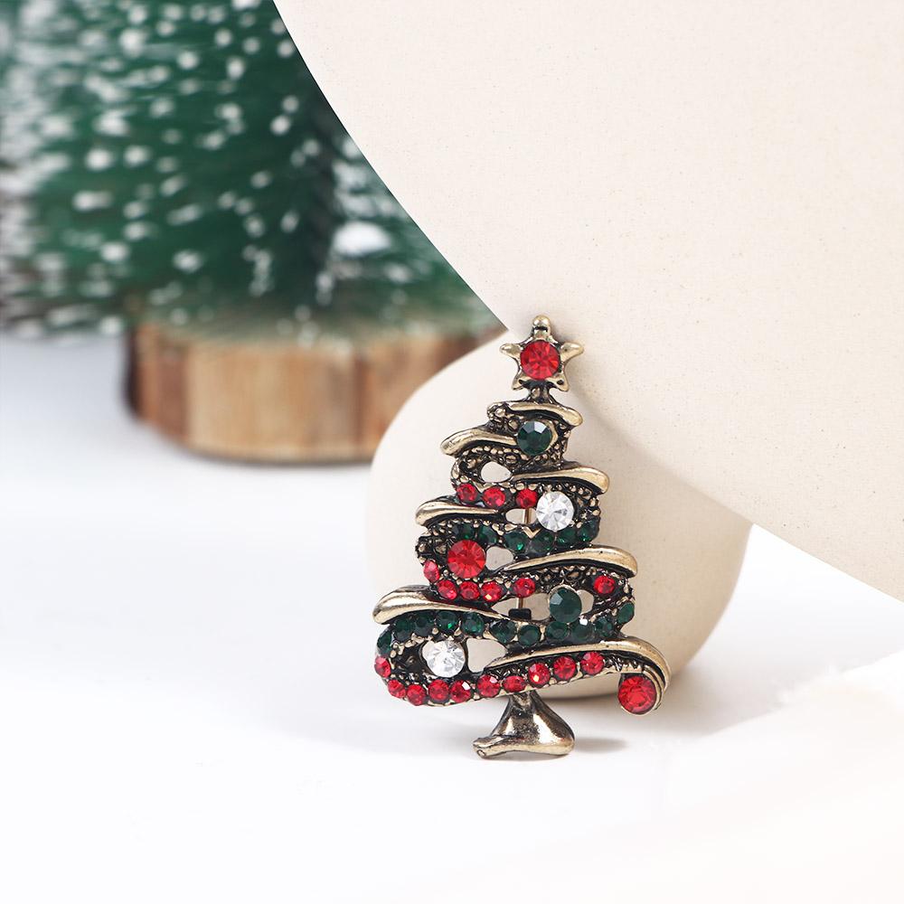 Kristallkragen Brosche Weihnachtsmann Bunter Schmuck Baum Vintage Strassnadel Weihnachtsbaum Brosche