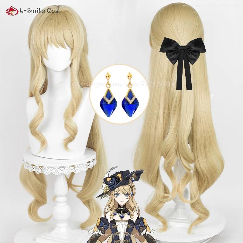 Fontaine Navia Cosplay Wig 95cm Linen Golden Cruly Wigs For Women Cosplay Anime Wig Heat Resistant Synthetic Hair Halloween