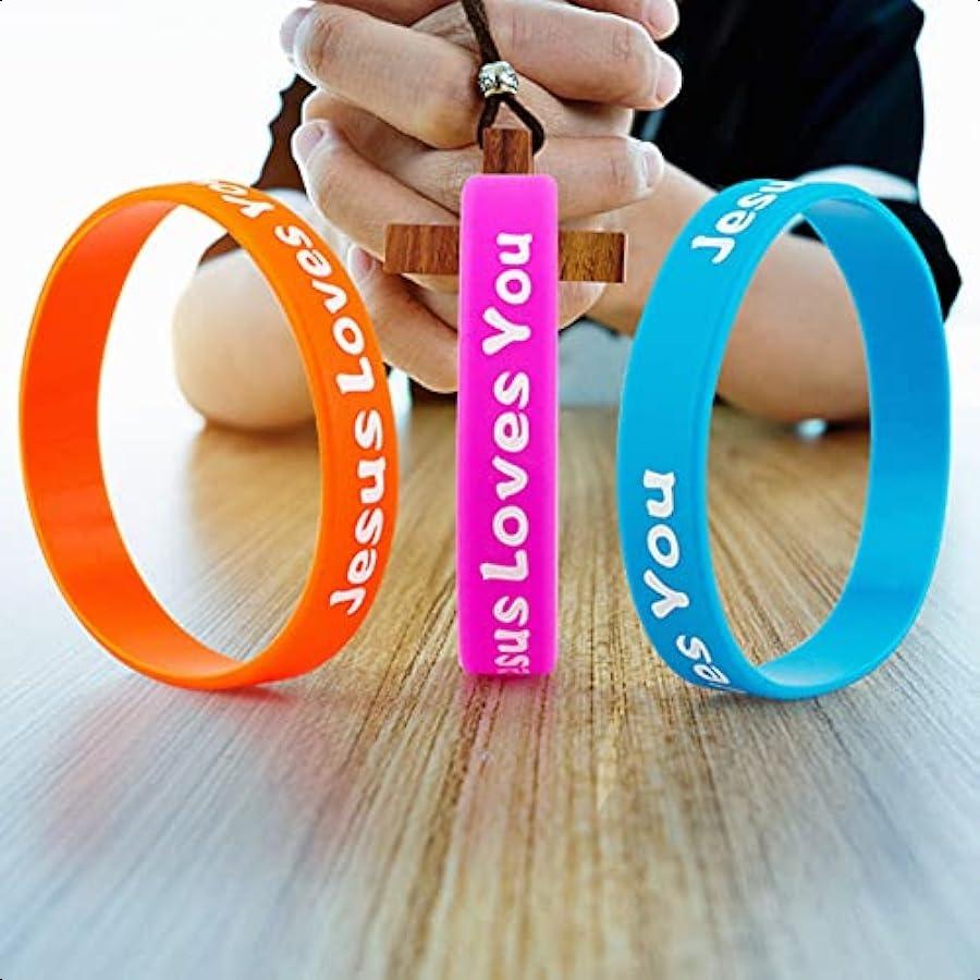 Jesus Loves You Rubber Bracelets Colorful Silicone Christian Jesus Wristbands for Men Women Party Favors Inspirational Bracelet