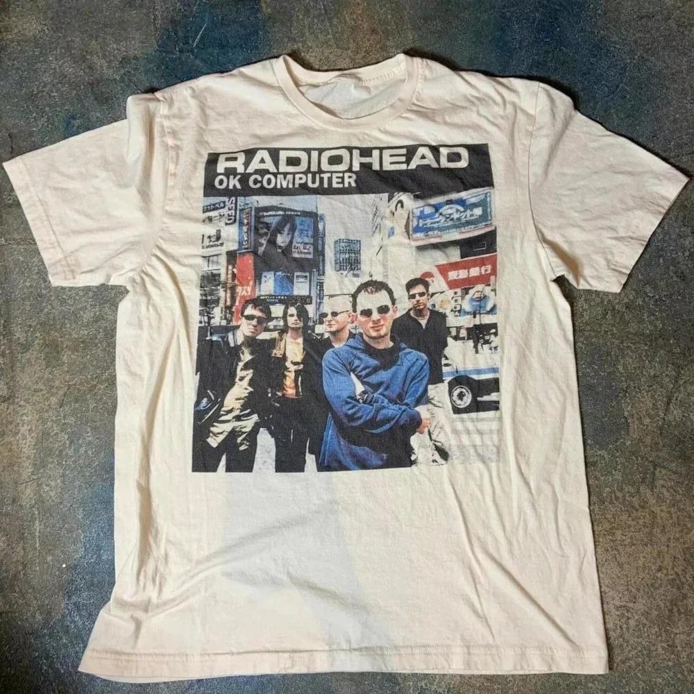 Rock Radiohead Kid A's Album Tour Concert Rare T-shirts Oversized Black White Navy Blue Men Women Casual Printed Short-sleeved
