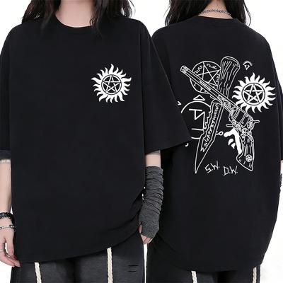 Heißer Verkauf Übernatürliches Grafik-T-Shirt Unisex Damen Lässig Vintage T-Shirts Unisex Mode Übergroß Streetwear Unisex Vintage-T-Shirt