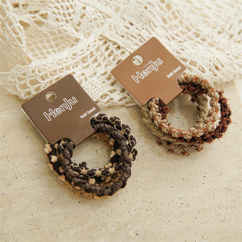 Vintage Coffee Color Rubber Bands For Women Fashion Elastic Hairbands Headbands Ponytail Hair Ropes Hair Loop Girls Hair Accessories